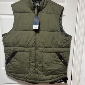 NWT Mens St. Johns Bay Vest Size 2XLT Dark Evergreen With Brown Corduroy Tipped